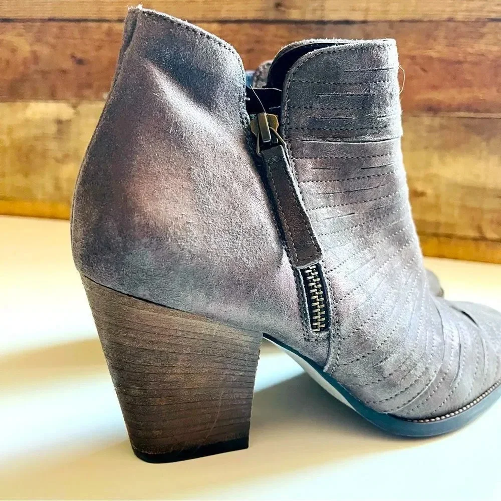 Paul Green Malibu Sliced Zip Ankle Bootie Chunky Nubuck Earth Metallic
